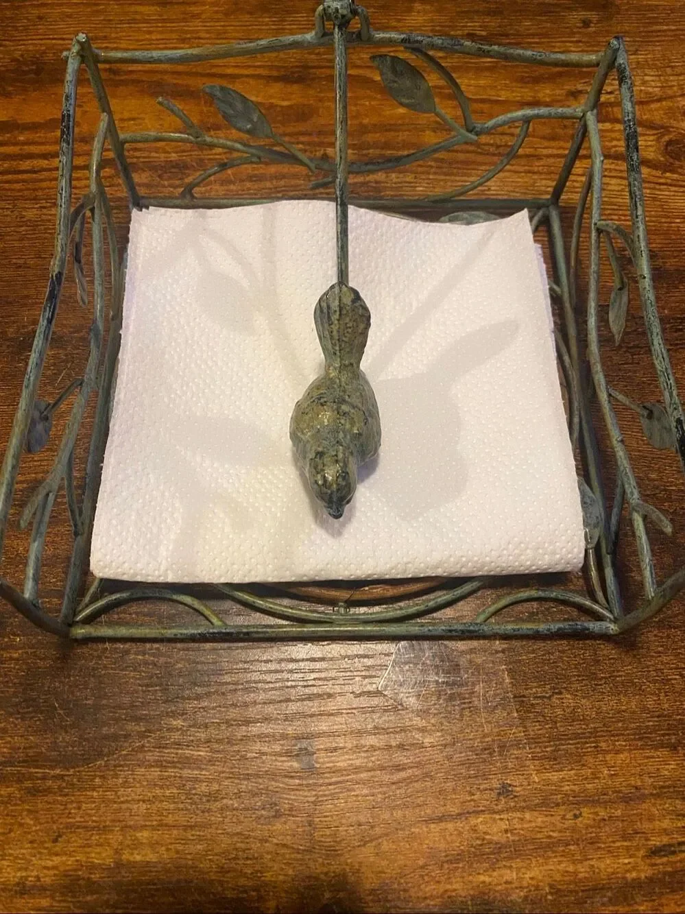 Wrought Iron Wicker Napkin Holder Pear Vine Farmhouse Kitchen Table Decor VTG